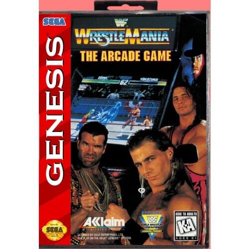 Wwfwrestlemaniaarcade 16 Bit MD Game card with Retail Box For Sega Genesis & Mega Drive
