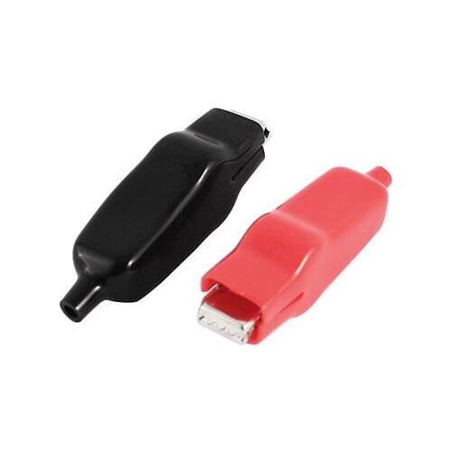 2 Pcs 76mm Plastic Coated Battery Metal Alligator Clips Clamps