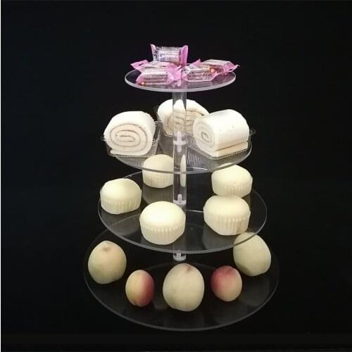 3/4 Tier Transparent Acrylic Cake Display Stand For Party Round Removable Cupcake Holder Wedding Birthday Party Decor
