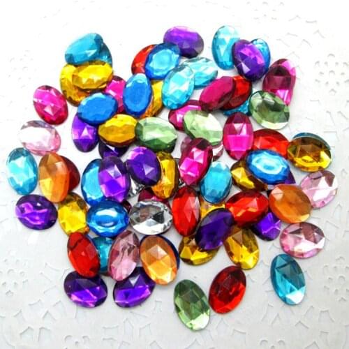 300Pcs Mixed 14x10mm Oval Acrylic Decoration Craft Flatback Cabochon Embellishments For Scrapbooking Cute Diy Accessories