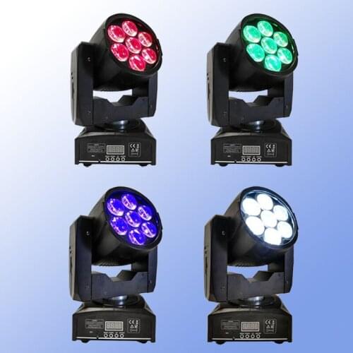 4Pcs/lot Professional RGBW 4in1 LED ZOOM Wash Light/Beam Moving Head Light 7X12W LED Lamp Full Color Stage Effects for DJ Party