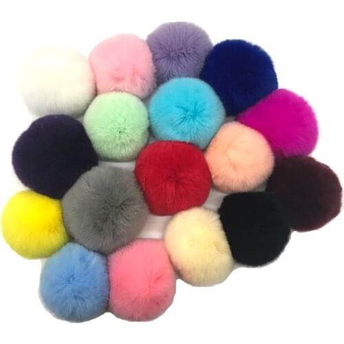 8cm Real Rex Rabbit Fur Pompoms Pom Ball For Keychains