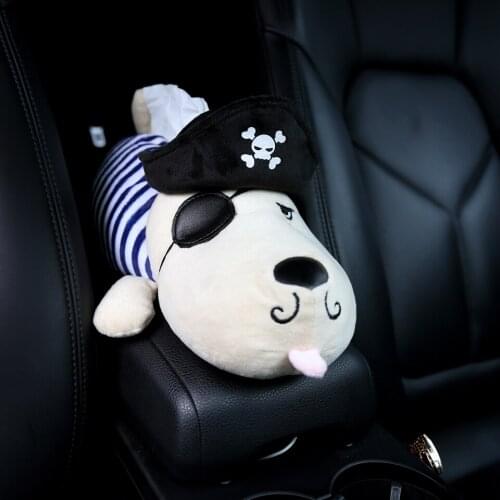 Car Styling Seat Back Hanging Tissue Holder Cute Cartoon Dog Plush Armrest Tissue Box 40x16cm Universal For Car Home Office