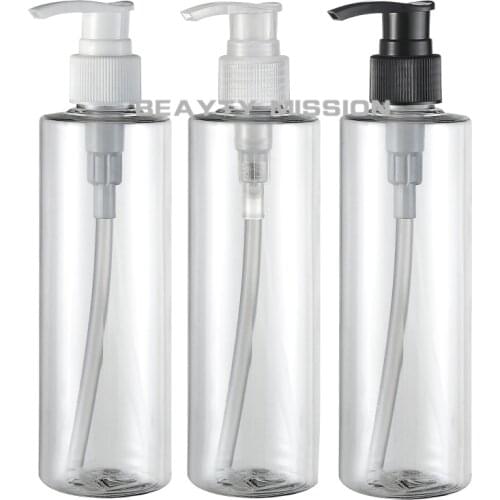 BEAUTY MISSION 24 pcs/lot 250ml empty round screw liquid soap pump bottle 250cc travel shampoo and shower gel packing bottle R24