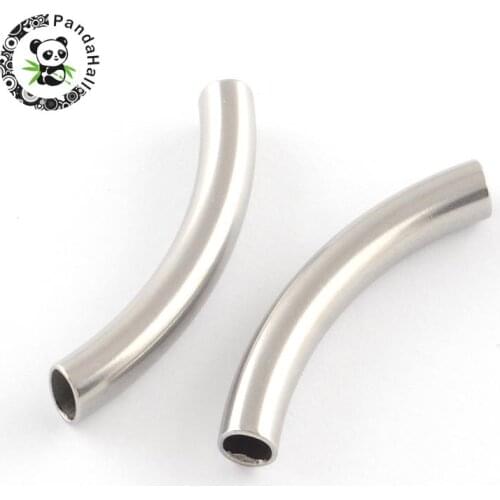 Stainless Steel Tube Beads Jewelry Findings decoration , Stainless Steel Color, 40x6mm, Hole: 4mm