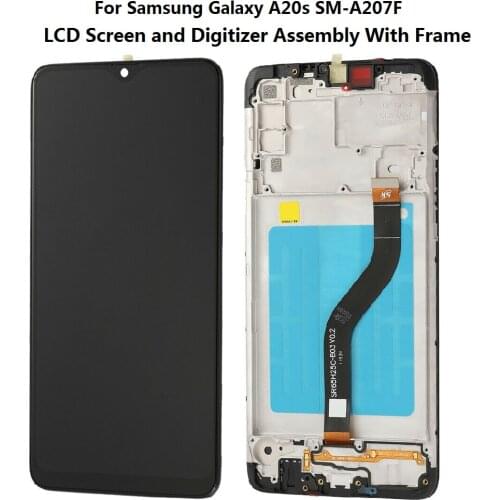 For Samsung Galaxy A20s SM-A207F TFT LCD Screen and Digitizer Touch Screen Assembly + Frame - Black