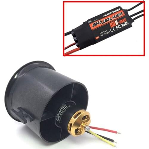 QX-Motor 70mm Electronic Ducted Fan 12 Blades EDF With 2827 KV2600 Brushless Motor and 80A esc For RC Drone Model Parts