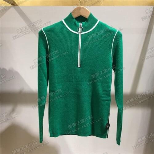 Patads French womens M autumn / winter temperament slim loop zipper T-shirt Mandou 3 colors