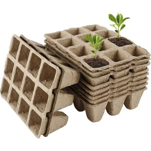 Seedling Tray Tray 10 Square Peat Pots 1 Seedling Tray Square Peat Pots Plant Nursery Herbal Seeds Biodegradable Pots