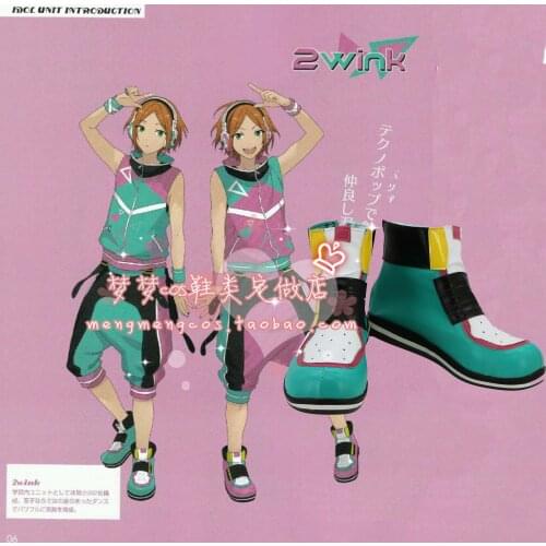 Ensemble Stars 2Wink Kui Yutai Cosplay Shoes Boots Green Color Custom-Made For Halloween Festival Custom-Made