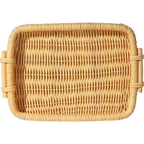 Bread Basket for Serving with Side Handles Cracker Tray Woven Fruit Food Basket Trays for Serving Dinner Parties Coffee