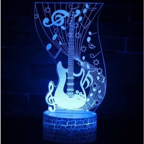 Guitar Lover Best Gifts Music Note Cool Guitar3DAcrylic Light Music LogoLEDNight Light for Bedroom Home Decoration Children LED