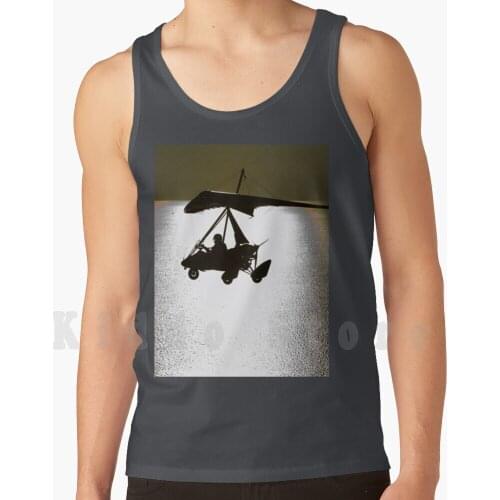 Air Trike tank tops vest 100% Cotton Ultralight Aviation Trike Sea Sky Fly Night Evening Morning Wing Engine Blade