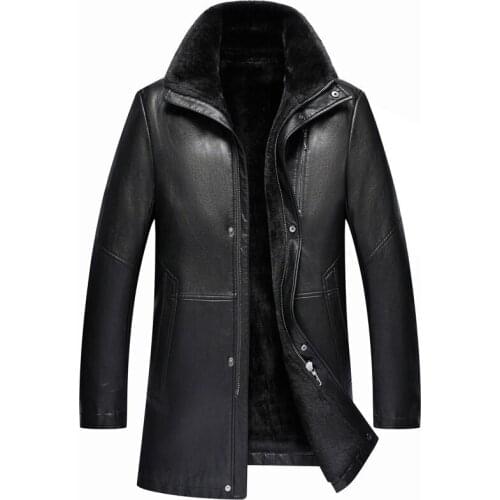 PU Leather Suede Men Coat Jacket Fur Collar Autumn Winter Moto Outerwear Suit LF2038