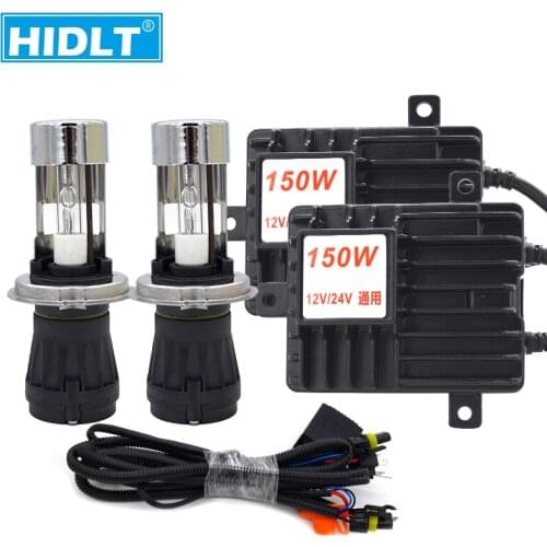 HIDLT 24V 150W High Power Slim HID Ballast Kit H4-3 H4 Bixenon HID Headlamp Bulb 6000K 4300K 8000K Auto Truck Boat Headlight Kit