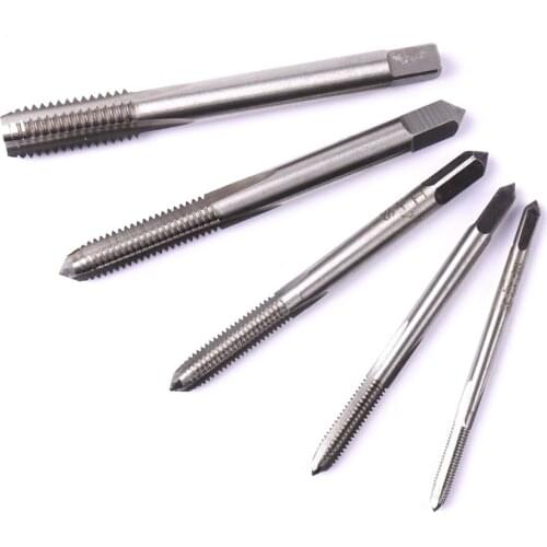 New 5Pcs HSS M3 M4 M5 M6 M8 Machine Straight Flute Screw Thread Metric Plug Taps Set Hand Tap Kit Professional Hand Tools