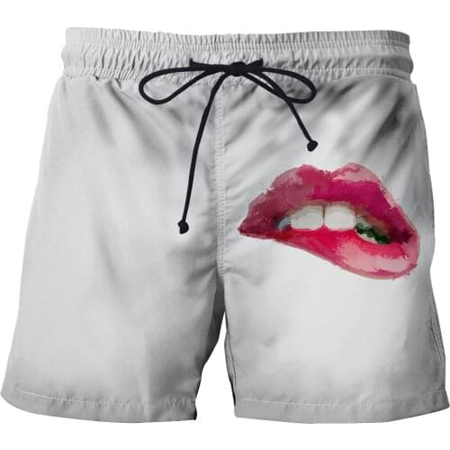 The New Breathable 3D beach pants Summer mens swimwear swim trunks Printed sexy lips shorts Quick-drying surf sweatpants