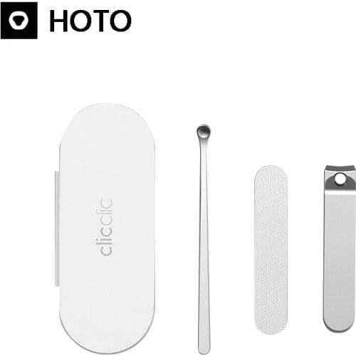 HOTO 3Pcs Nail Clippers Stainless Steel Manicure Fingernail Cutter Nail Clippers Nail File Ear Pick Scissors Tools with Box