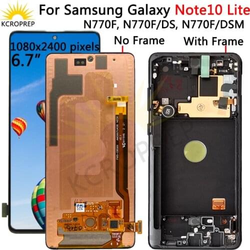 Original Super AMOLED For Samsung Galaxy Note 10 lite Lcd N770F with Frame Display Touch Screen Digitizer For note10 lite LCD