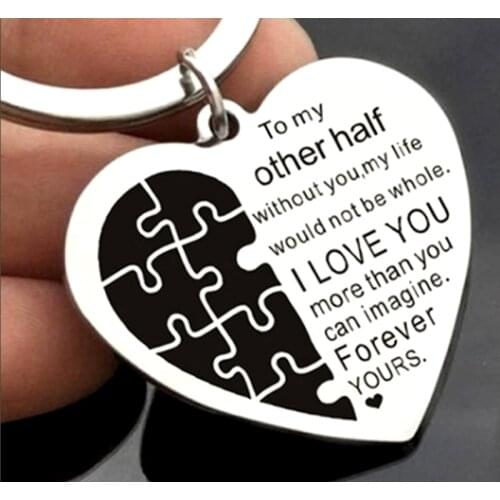 Valentines day gift romantic love gift to my other half letter Keychain anniversary present for wife husband