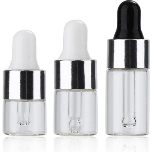 1ML 2ML 3ML Clear Glass Dropper Bottles Empty Cosmetic Packaging Glass Pipette Essential Oil Bottle 100 pieces