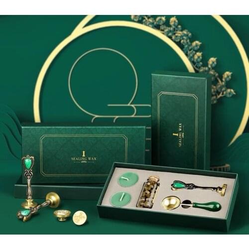 Retro Box With Sealing Wax Beads Spoon Stamp Set DIY Scrapbooking Tools Sealing Wax Spoon Wax Bead Sticks Melting Wax Gift