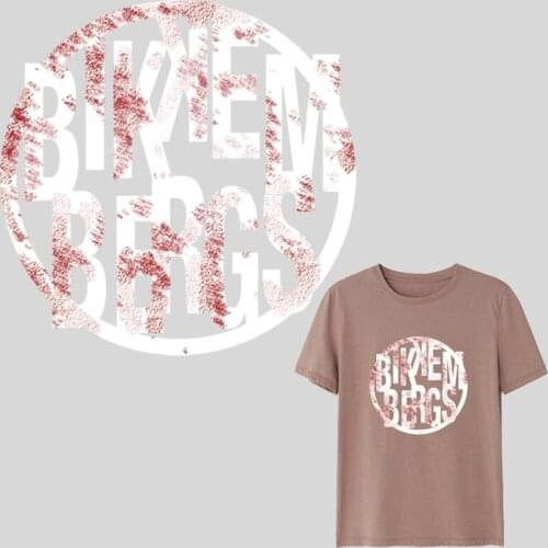 Pink Letter Stickers Fashion Heat Transfer Iron on DIY Patches Round for Clothing Sticker Printed Patch Clothes Decor