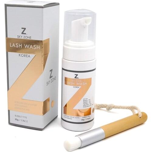 50ml sky zone Eyelash Shampoo Gentle Cleansing Eyelashes Extension Eyelashes Mousse Foam with lash brush Pro Eyelash Cleaner