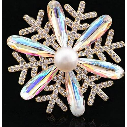 SINZRY NEW luxury womens costume jewelry AAA cubic zircon snowflake crystal brooches christmas gift