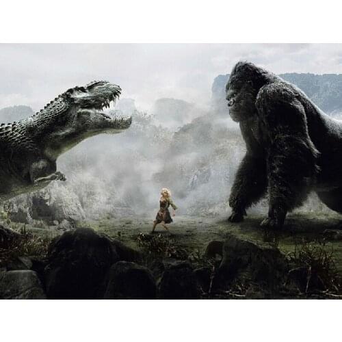 Modern picture cartoon movie animals picture Gorilla and Dinosaurs HD prints canvas art painting