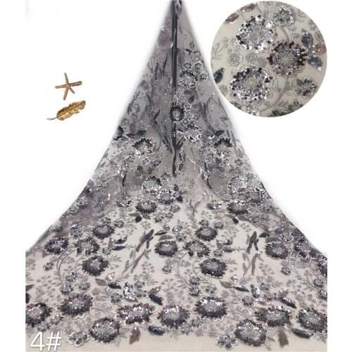 Special embroidered tulle lace fabric SYJ-81681 with beads unique french net lace fabric