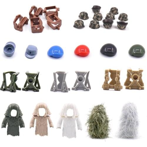Military Accessories Saddle WW2 Toys Educational Creator SWAT Vest Kids Model Assemble Ghillie Suit Caps Military Weapons