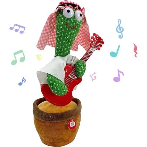 Funny 32cm Electric Guitar Dancing Plant Cactus Plush Stuffed Toy With Music For Kids Children Gifts Home Office Decoration