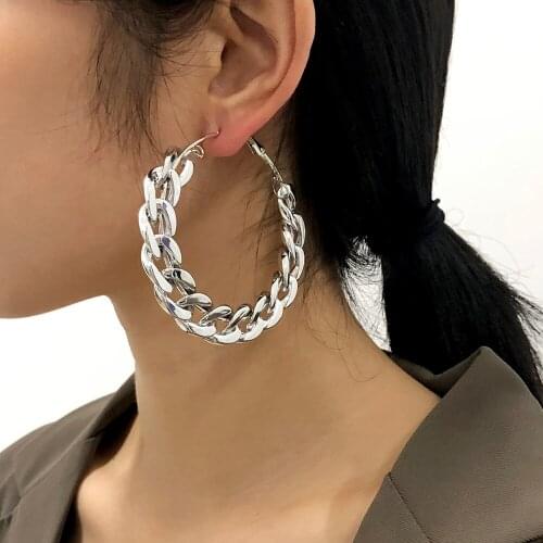 Lalynnly Punk Style Oversized Large Hoop Earrings Twisted Big Circle Round Earrings for Women Party Jewelry Accessory Gift E8942