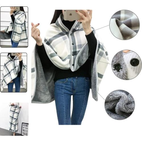 Winter Wearable TV Blanket Plaid Fleece Blanket With Button Sofa Throws Thicken Bedroom Plaids Throw Blanket Bathrobe Sweatshirt