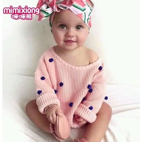 Winter Baby Girl Sweater Solid Newborn Infant Pullover Clothes Cute Girl Kids Top Longsleeve Roupas Bebe Woollen Balls Appliques