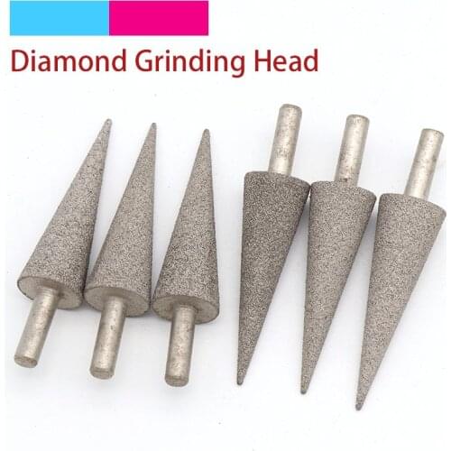 1pcs 100 Grit Diamond Brazed Grinding Head Needle 6mm Shank Bits Burrs Metal Stone Jade Engraving Carving Tools Tip Needle