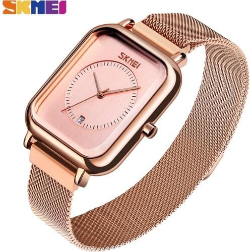2020 SKMEI Fashion Curved Shap Mirror Design Women Quartz Watch Female Wristwatch Relogio Feminino Ladies Wristwatches 9207