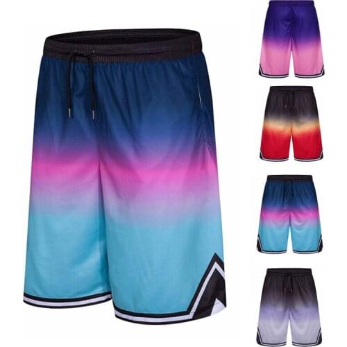 2021 Summer Trend New Shorts Mens Muscle Fitness Brothers Casual Sports Running Training Gradient Breathable Stretch Shorts