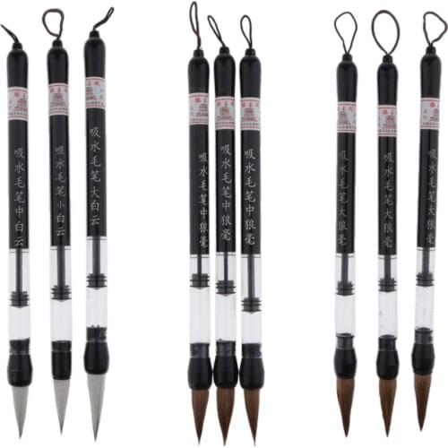 3 Pieces Calligraphy Handwriting Brush Bamboo Handle Chinese Calligraphy Water