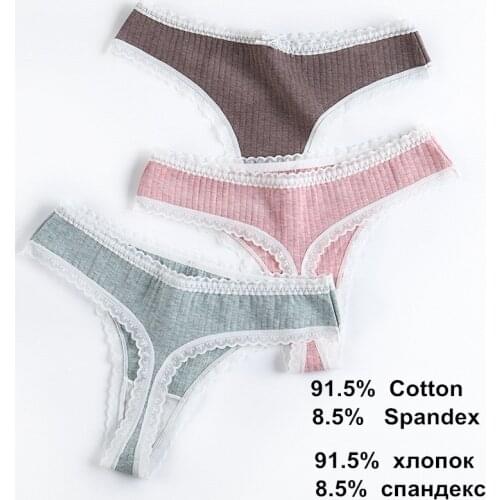 3 Pcs/Set Women Panties G-String Underwear Fashion Thong Sexy Cotton Panties Ladies G-string Soft Lingerie Solid Low Rise Panty