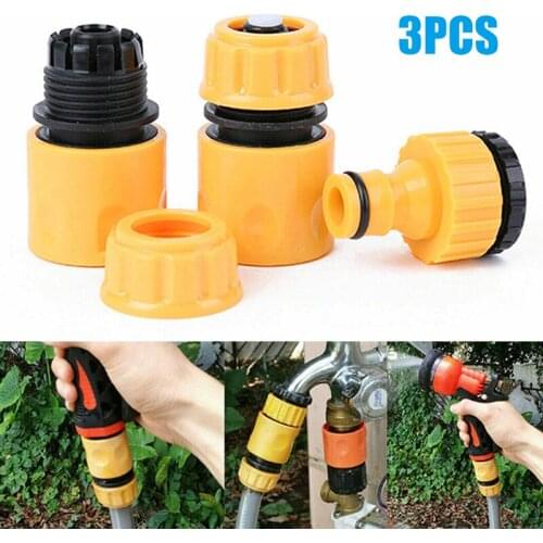 New 3Pcs Garden Plastic Hose Connector Pipe Tap Quick Conection Adapter Water Stop Connector 1/4Inch