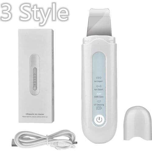 3 Styles Ultrasonic Skin Scrubber Deep Facial Cleaning Machine Remove Dirt Blackhead Reduce Wrinkles Spot Facial Cleansing Tools