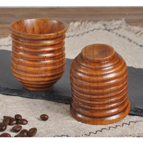 50ml Creative Wooden Natural Tumbler Cup Wine Glass Water Bottle Threaded Technology Lined Tea Cup Drinkware Special Wine Glass