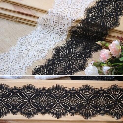 6M/Lot Eyelash Lace Fabric 10cm width DIY Decorative High Quality Soft Off White Nylon Eyelash Lace Trim Wedding Dress Fabric