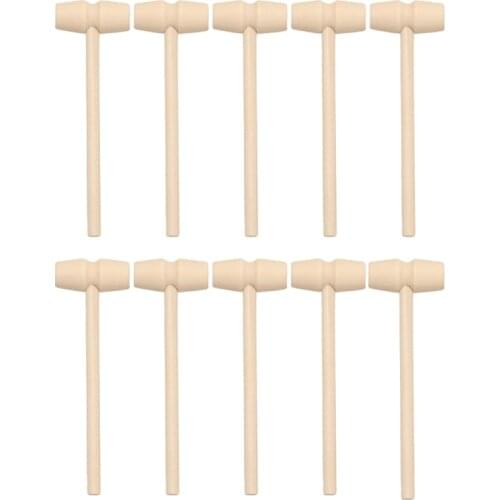 10Pcs Wooden Hammer Flat Head Small Gavel Kids Knock Educational Toys Gift