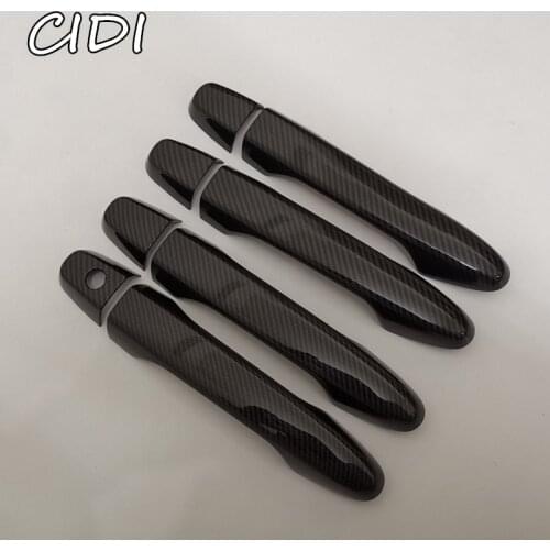 For Honda JADE 2014-2019 Black Carbon Fiber pattern Door Handle Cover Bezel Trim 2015 2016 2017 2018