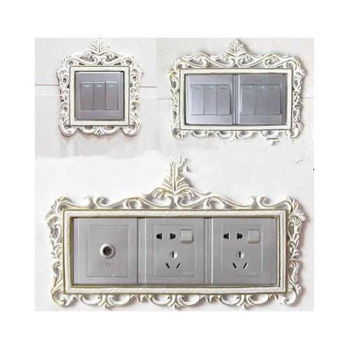 European Decorative Switch Frame Wall Light Bulb Switch Sticker Luxury Golden Living Room Decorative Wedding Room Switch Case