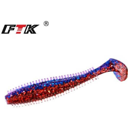 FTK 90mm 120mm Fishing Soft Lure Sea Cucumber Paddle T-Tail Single Tails Carp Grub Worm Silicone Wobbler Spiky Shad Baits