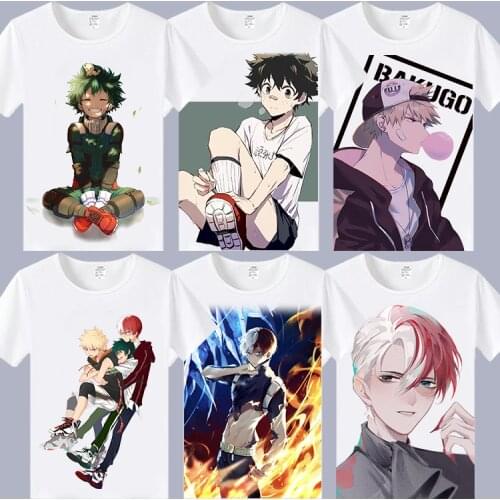 My Hero Academia Cosplay T Shirt Izuku Midoriya Shoto Todoroki Bakugou Katsuki T-Shirt Japanese Anime Top Tee Cosplay Costume